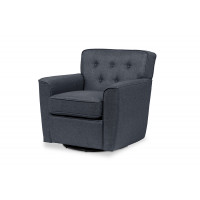 Baxton Studio DB-186-gray Canberra Modern Retro Contemporary Grey Fabric Upholstered Button-tufted Swivel Lounge Chair with Arms